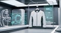 Smart Jacket Mockup in Advanced Research Lab with Holographic Projections Technology Royalty Free Stock Photo