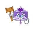 Smart Judge blueberry cake in mascot cartoon character style Royalty Free Stock Photo