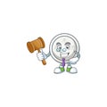 Smart Judge chinese silver coin in mascot cartoon character style Royalty Free Stock Photo