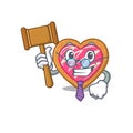 Smart Judge cookie heart in mascot cartoon character style