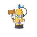 Smart Judge oxygen cylinder in mascot cartoon character style Royalty Free Stock Photo