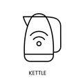 Smart kettle icon with wireless signal, suitable for modern kitchen visuals, home appliance branding, and tech UI. Line icon in Royalty Free Stock Photo