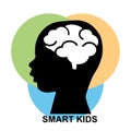 Smart kids concept. Child brain icon vector