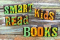 Smart kids read books education knowledge learning Royalty Free Stock Photo