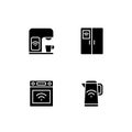 Smart kitchen appliances black glyph icons set on white space Royalty Free Stock Photo