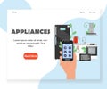 Smart kitchen appliances vector website landing page design template