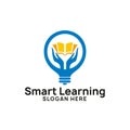 smart learning logo design template. bulb icon symbol design