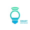 Smart led light bulb vector icon on white