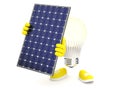 Smart LED with solar panel on white background Royalty Free Stock Photo