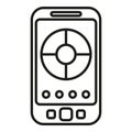 Smart lightbulb remote phone control icon outline vector. Color solve