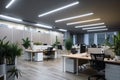 smart lighting solution in a professional office setting, with overhead lights and task lighting