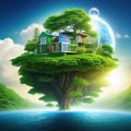 Smart Living or eco friendly design and climate energy