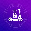 smart lock for a kick scooter icon, vector