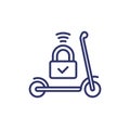 smart lock for a kick scooter line icon