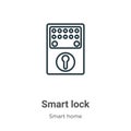 Smart lock outline vector icon. Thin line black smart lock icon, flat vector simple element illustration from editable smart home Royalty Free Stock Photo