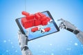 Smart logistic concept with robot control warehouse system with tablet