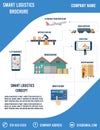 Smart Logistics report brochure, flyer template with Inbound-Outbound transportation, Fleet management, Warehousing and Materials