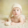 Smart look beautiful girl with Down syndrome Royalty Free Stock Photo