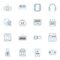 Smart machines linear icons set. Automation, Robotics, Artificial intelligence, Machine learning, Sensors, Smart sensors