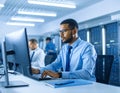 Smart Male IT Programer Working on Desktop Computer Software Development Code Writing Website Design Database Royalty Free Stock Photo