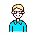 Smart man color flat icon. Customizable linear symbol.