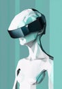 man goggles gadget digital futuristic headset cyber glasses vr technology cyberspace. Generative AI.