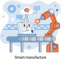 Smart manufacture concept with automated production line. Innovative contemporary smart industry