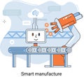 Smart manufacture concept with automated production line. Innovative contemporary smart industry