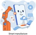 Smart manufacture concept with automated production line. Innovative contemporary smart industry