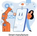 Smart manufacture metaphor with automated production line. Innovative contemporary smart industry
