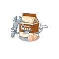 Smart Mechanic hazelnut milk cartoon character design