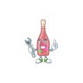 Smart Mechanic pink bottle wine cartoon character design