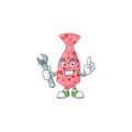 Smart Mechanic pink love tie cartoon character design
