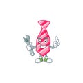 Smart Mechanic pink stripes tie cartoon character design