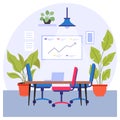 Smart Meeting Room concept, Healthy Work Spaces vector, Green Office Eco Friendly Workspace Modern interior design elements