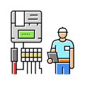 smart meter installation color icon vector illustration