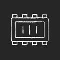 Smart microchip parts chalk white icon on black background