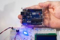 Smart microcontroller arduino uno modern concept. Royalty Free Stock Photo