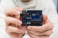 Smart microcontroller arduino uno modern concept. Royalty Free Stock Photo