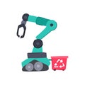 smart mini robot sorting trash cartoon vector illustration Royalty Free Stock Photo