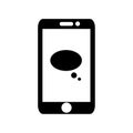 Smart mobile icon with text message. Speech bubble sms and communication flat white background Royalty Free Stock Photo