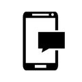 Smart mobile icon with text message. Speech bubble sms and communication flat white background Royalty Free Stock Photo