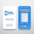 Smart or Mobile Reading Abstract Vector Sign or Logo and Business Card Template. Book with a Bookmark Incorporated into