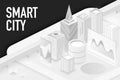 Smart modern city isometric banner vector template Royalty Free Stock Photo