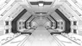 Smart modern future background sci-fi room, white gray color