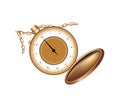 Modern pocket watch in gold color isolated Royalty Free Stock Photo