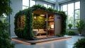 Smart Modular Workspace Pod with Green Wall and Autonomous Generator Royalty Free Stock Photo