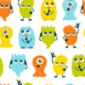 Smart monsters seamless pattern. Development of logic, fine motor skills, attention and memory of children. Funny bright Royalty Free Stock Photo