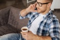 Smart nice man having tea Royalty Free Stock Photo