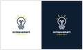 smart octopus with light bulb concept logo template